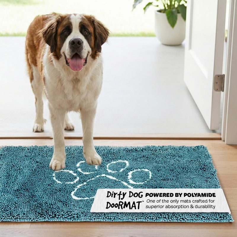 Dog Gone Smart Dirty Dog Doormat - Fast Drying Rug with Super Gripper Backing for Clean Floors - Super Absorbent and Machine Washable Mat for Muddy Paws - Pacific Blue - Image 1